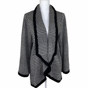 Nina Leonard Waterfall Cardigan Black Size M QVC